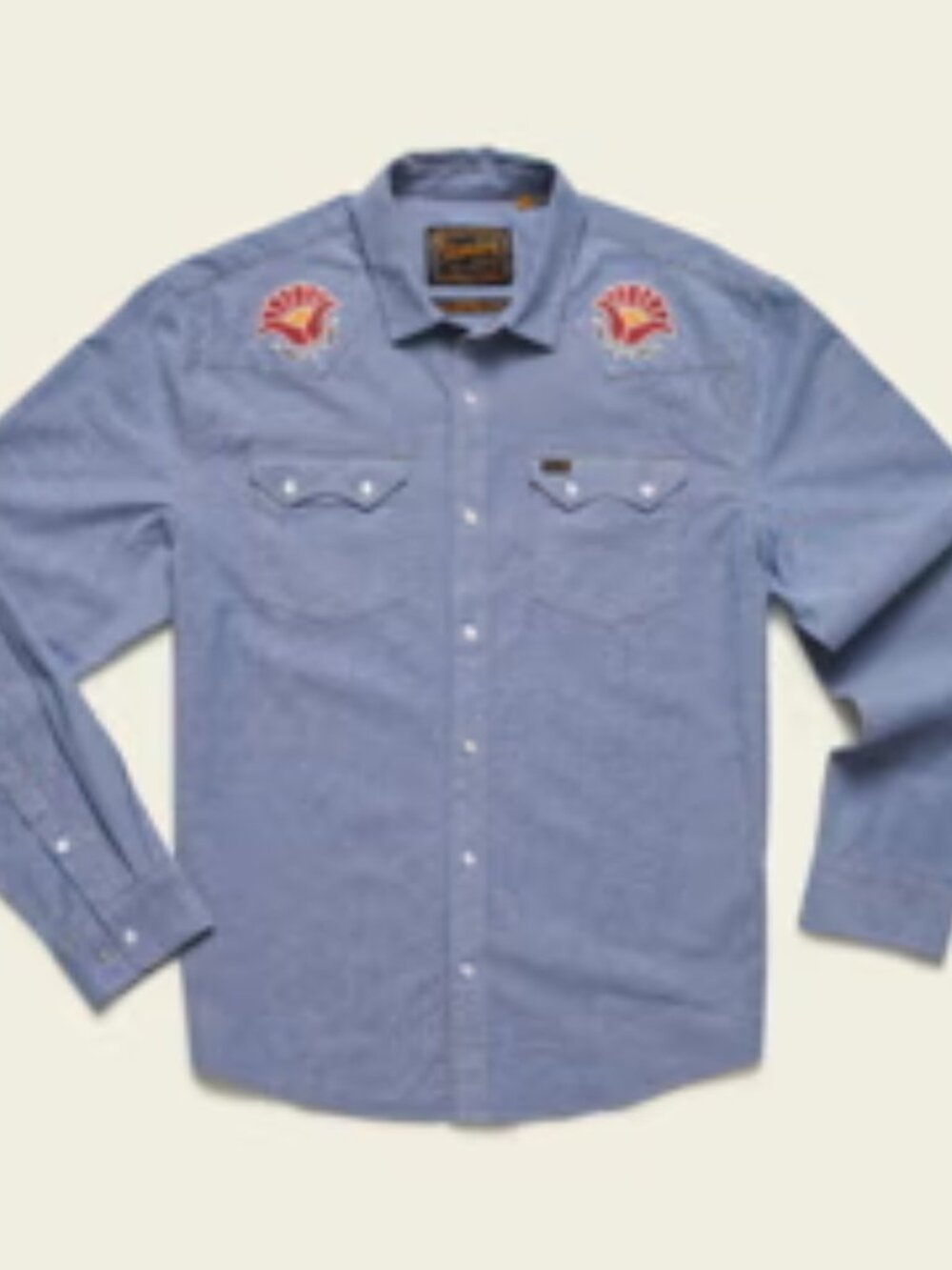 Howler Bros Crosscut Deluxe Snapshirt - Blue Chambray : Fresh Blooms (M)